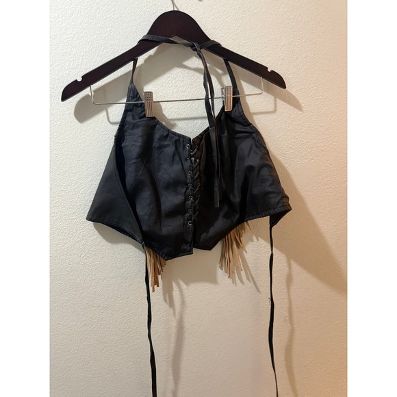 Vintage UNIK Leather Collections Fringed Concho Motorcycle Jacket Brown Black 36 - Picture 13 of 13